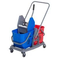 Carrello delle Pulizie Professionale 2 Secchi Capacità 25L Strizzatore 73 × 45 × 92cm
