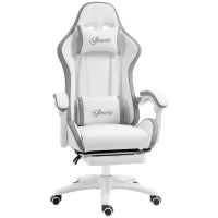 Sedia gaming sedia da gaming ergonomica con schienale reclinabile a 135° e supporto lombare, 65 x 65 x 121-129 cm bianco