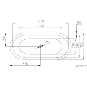 Vasca da bagno free standing da centro stanza con piedini cm 175 *** confezione 1