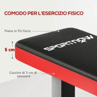 Panca Piana per Pesi e Addominali in Acciaio con Cuscino e Capacità 300kg, 106x26x48cm, Nero