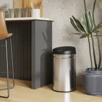 Secchio della Spazzatura Cucina Automatico 30 L Sensore Infrarossi Chiusura Automatica Antimacchia Acciaio Inossidabile Argento