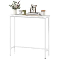 Tavolo Console Tavolino con piedini regolabili, cinghie anti-ribaltamento 75 x 24 x 76 cm per Piccoli Spazi Bianco