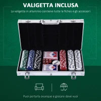 Valigetta Poker Professionale in Alluminio, Set Poker con 300 Fiches e 2 Mazzi per Texas hold'em e Blackjack