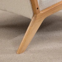 Poltrona Lounge con 3 Cuscini Inclusi, Seduta Profonda, Braccioli, Struttura in Legno, Velluto, Crema