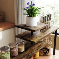 Scaffale da Cucina, Girevole Scaffale Porta Microonde con 3 Livelli, Scaffale Porta Spezie Industriale in Metallo, 40 x 18 x 36,5 cm