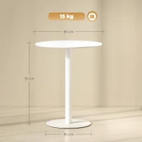 Tavolo da Cucina Rotondo per 2 Persone dal Design Moderno in Acciaio, Ø60x72 cm, Bianco