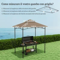 Copertura per Gazebo da Giardino per Barbecue 1.52x2.44 m a 2 Livelli in Poliestere 160gsm Cachi