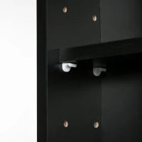 Vetrina a 5 Livelli a Muro con Ripiani Regolabili, in in Vetro e Truciolato, 80x9.5x60 cm, Nero