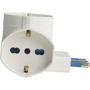 Adattatore triplo ecova 3 prese universali bipasso 16a bianco