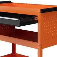 DURHAND Carrello Porta Attrezzi con Manico Laterale, Cassetto e 3 Ripiani in Acciaio, 82x35x76 cm, Arancione