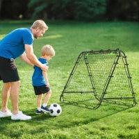 Rete da Calcio Rebounder Pieghevole con Angolazione Regolabile e Picchetti, in PE e Metallo, 100x95x90 cm, Nero