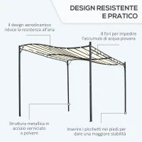 Gazebo Pergola 3x3m da Giardino con Tenda Impermeabile Crema