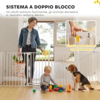 Recinto per Cani a 8 Pannelli Modulabili con Chiusura Automatica, in Acciaio e ABS, 61x3x75 cm, Bianco