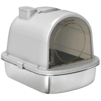 Lettiera per Gatti in Acciaio Inox con Coperchio Sacchetto Deodorante Paletta Facile da Pulire 52,4x41,3x39,9 cm Grigio