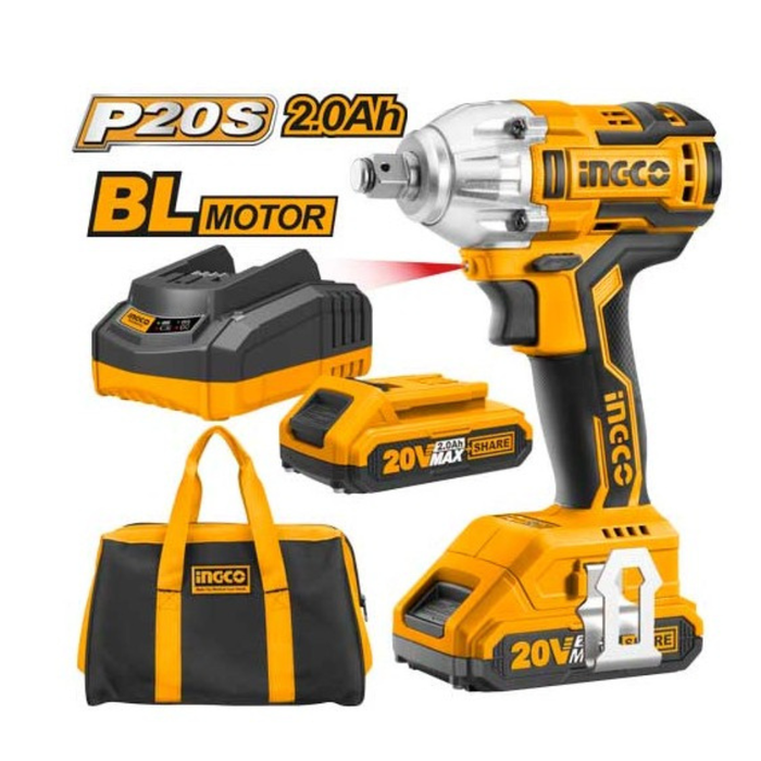 Avvitatore ad impulsi 20v con 2 batterie 1 caricabatterie e borsa in tela