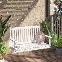 Banco Sospeso 2 Posti dim. 117L x 69l x 60H m Seduta Alto Schienale a Doghe Catene Sospensione incluse Legno Abete trattato Verniciato Bianco