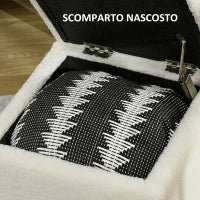 Pouf Contenitore Imbottito in Tessuto Teddy Morbido per Salotto e Camera, 39x39x39cm, Crema