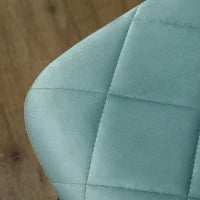 Set di 4 sedie da pranzo imbottite con schienale alto, gambe in acciaio e tessuto effetto velluto, verde