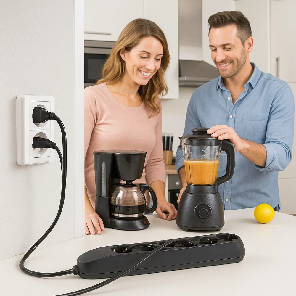 Multipresa bticino poker 3685g 5 prese universali 2p+t cavo 1,5m grigia