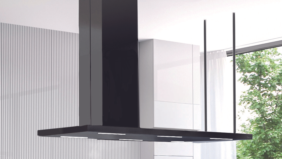 CAPPA ELEA ISOLA cm146x60 camino Sinistra - Nera - 800 m3/h