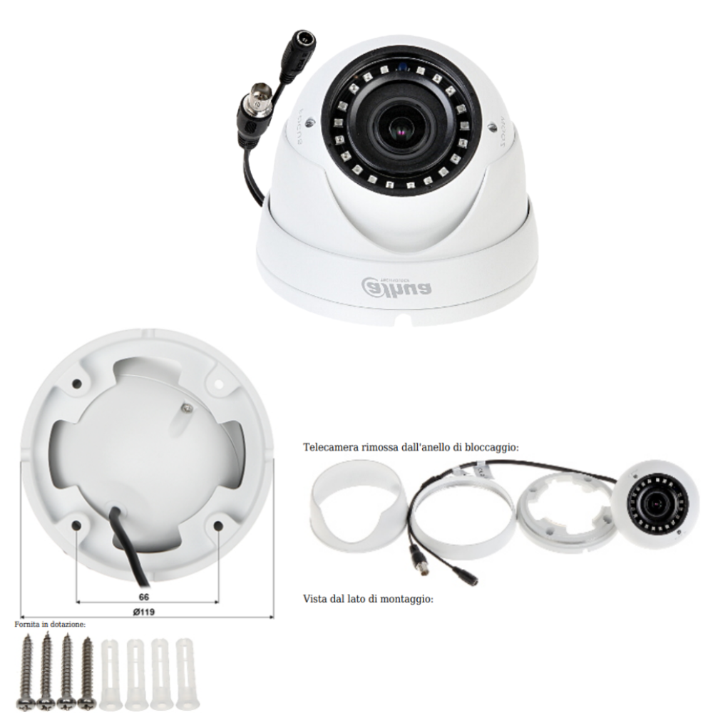 Telecamera dahua dh-hac-hdw1400rp-vf hd-cvi 4mp 2.8 millimetri colore bianco