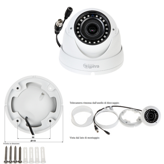 Telecamera dahua dh-hac-hdw1400rp-vf hd-cvi 4mp 2.8 millimetri colore bianco