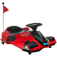 Go Kart Elettrico per Bambini 8-12 Anni Velocità 3-8 km/h per Drifting con Luci e Musica, Rosso