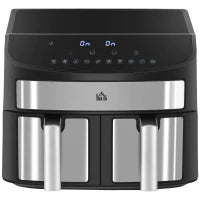 Friggitrice ad Aria 8L con Timer e Temperatura Regolabile, in Acciaio e Plastica, 38.8L x 36.3x31.1 cm, Nero