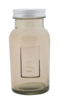 Barattolo Tall con Coperchio Vetro Riciclato Fumo Cm Ø 6.5X13.5(Made In Spain)