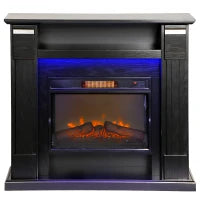 Camino Elettrico 1800W Regolabile con Fiamma 3D, Ripiano, Timer e Telecomando, 105x27x97 cm, Nero