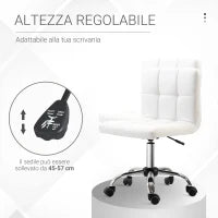 Sedia da Ufficio Ergonomica, Sedia Girevole Altezza Regolabile in Pelle Sintetica 46 × 51 × 80-92cm