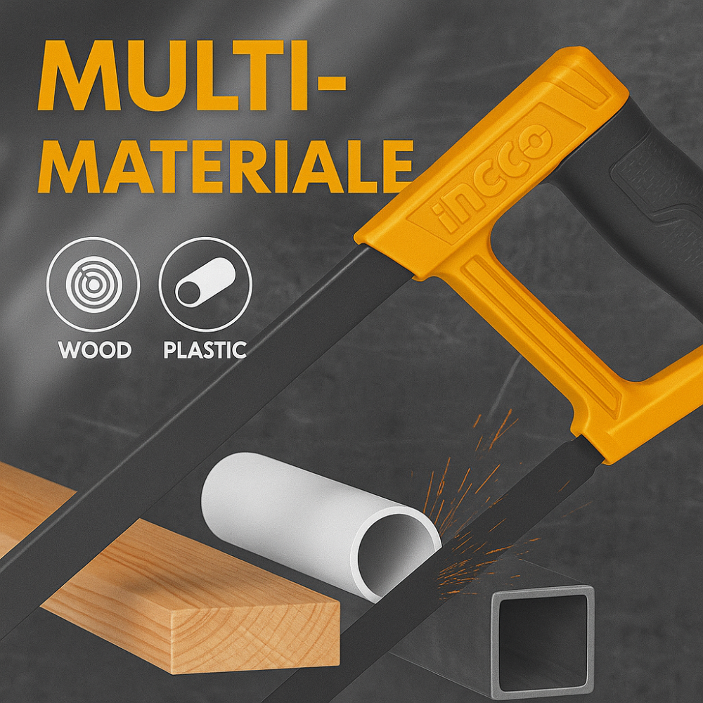 Seghetto arco 300 mm regolabile lama 65 mn 24 t impugnatura morbida acciaio