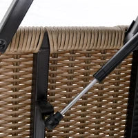 Tavolino da Caffè da Giardino Sollevabile, in Metallo Epossidico e Resina Intrecciata Effetto Rattan, Beige