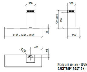CAPPA ELEA PARETE cm120x60 camino Sinistro -Inox - 800 m3/h