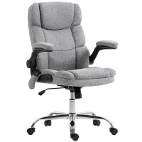 Poltrona da Ufficio Massaggiante a 4 Punti con Riscaldamento e Braccioli Ribaltabili, Grigio