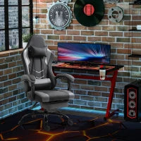 Sedia Gaming Ergonomica Ufficio Sedia da Scrivania, Sedia Girevole Regolabile in Altezza, Cuscino Lombare Regolabile con Poggiapiedi, 62x52x128 cm, Nero