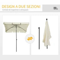 Ombrellone da Giardino Rettangolare 2x1.3 m con Inclinazione Regolabile e Palo in Alluminio, Beige e Nero