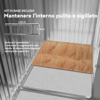 Casetta in Acciaio con Fondazione, 4 Prese d'Aria e 2 Porte Scorrevoli, 277x195x192 cm, Grigio Scuro