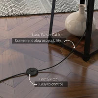 Lampada da Terra in Metallo e MDF a 3 Ripiani con Paralume in Tessuto, Ø42x166 cm, Nero e Beige