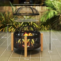 Braciere 2-in-1 Ø75 x 58 cm con Protezione anti-scintille, Nero