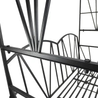 Panchina da Giardino da 2 Posti con Pergolato, in Metallo, 115 x 59 x 203 cm, Nero