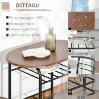 Set Tavolo Moderno con 2 Sedie per Sala da Pranzo, Set 3 Pezzi Mobili Salvaspazio da Cucina, Balcone, Ristorante o Bar, Marrone e Nero