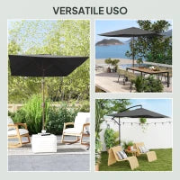 Telo di Ricambio per Ombrellone Rettangolare 3x2 m a 6 Stecche, Poliestere Anti UV 50+, Grigio