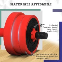 Set Pesi da Palestra 4 in 1 da 30kg, Convertibile in Kettlebell, 2 Manubri, Bilanciere e Supporto Flessioni, Rosso