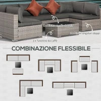 Set Salotto da Esterni 4 Pezzi con 3 Divani e 1 Tavolino da Caffè, in Rattan PE, Cuscini Inclusi