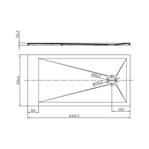 Piatto doccia mineral marmo resina bianco opaco liscio h3,5 cm *** finitura- bianco opaco, misure l140 x p70 x h3,5 c...