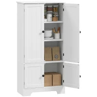 Mobile Credenza da Cucina a 4 Ante con 2 Armadietti e Ripiano Regolabile, 58.2x30x123 cm, Bianco