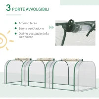 Serra a Tunnel in PVC Trasparente e Acciaio con Porte a Cerniera, 295x100x80 cm