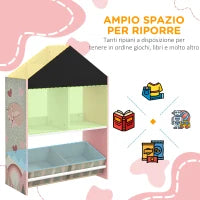 Scaffale Portagiochi per Bambini con Ripiani e Cassetti Rimovibili, Rosa