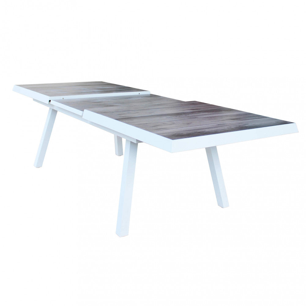 Tavolo Allumino E Gres Bianco Seattle 205/265X105 Cm